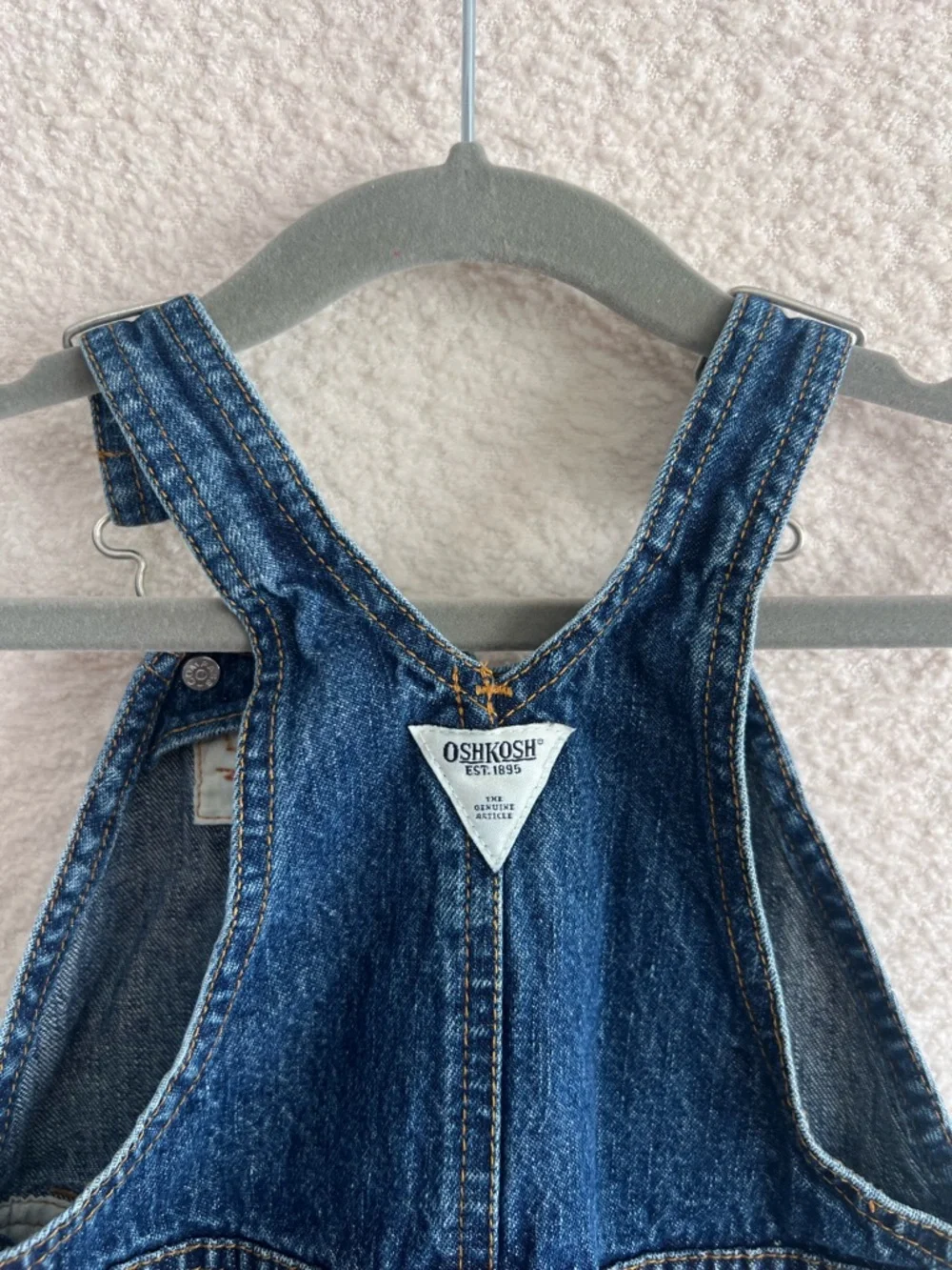 Osh Kosh B’Gosh Vintage Retro Baby Blue Denim Overalls Dress Infant‎ Size 24 Mon